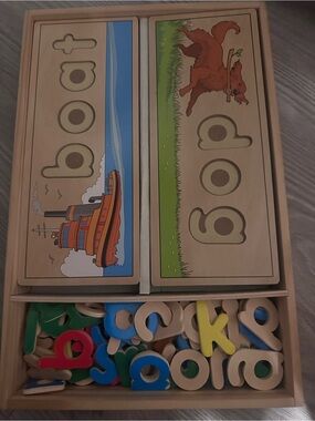 Wooden Lowercase Letter Puzzle Set - Natural & Multicolor